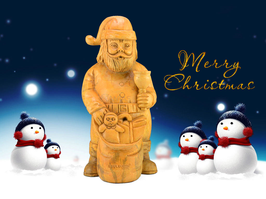 3D 2018 年圣誕節圣誕老人雕刻項目（由木工數控雕刻機制作）