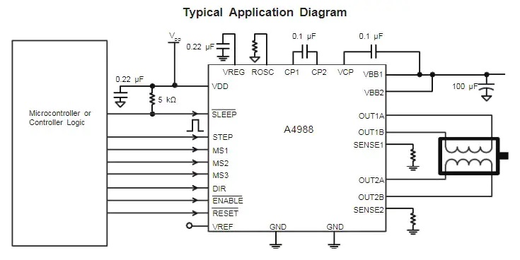A4988典型應用電路圖 A4988典型應用電路圖