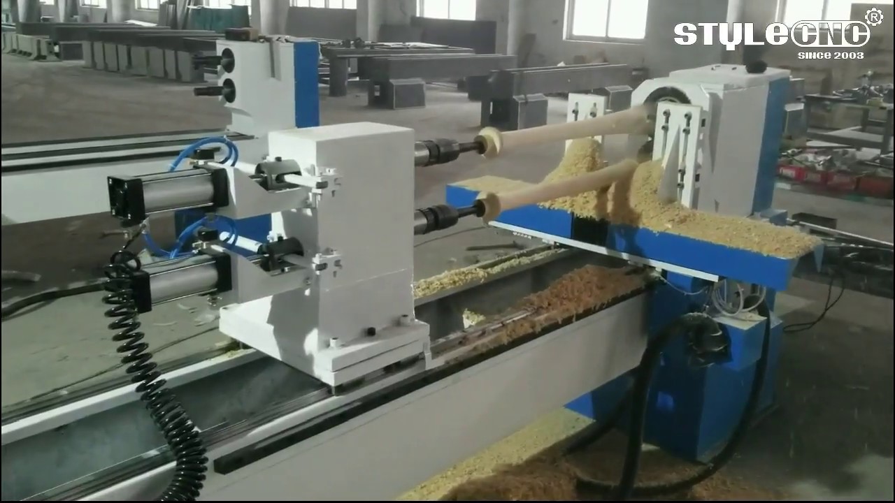 雙主軸自動數(shù)控木工車床,用于棒球棒 雙主軸自動數(shù)控木工車床,用于棒球棒